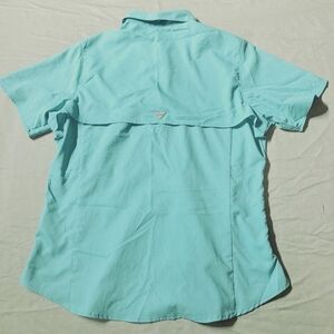 Columbia Teal PFG Vented Fishing Shirt Women's Medium M Snap Buttons Outdoor EUC